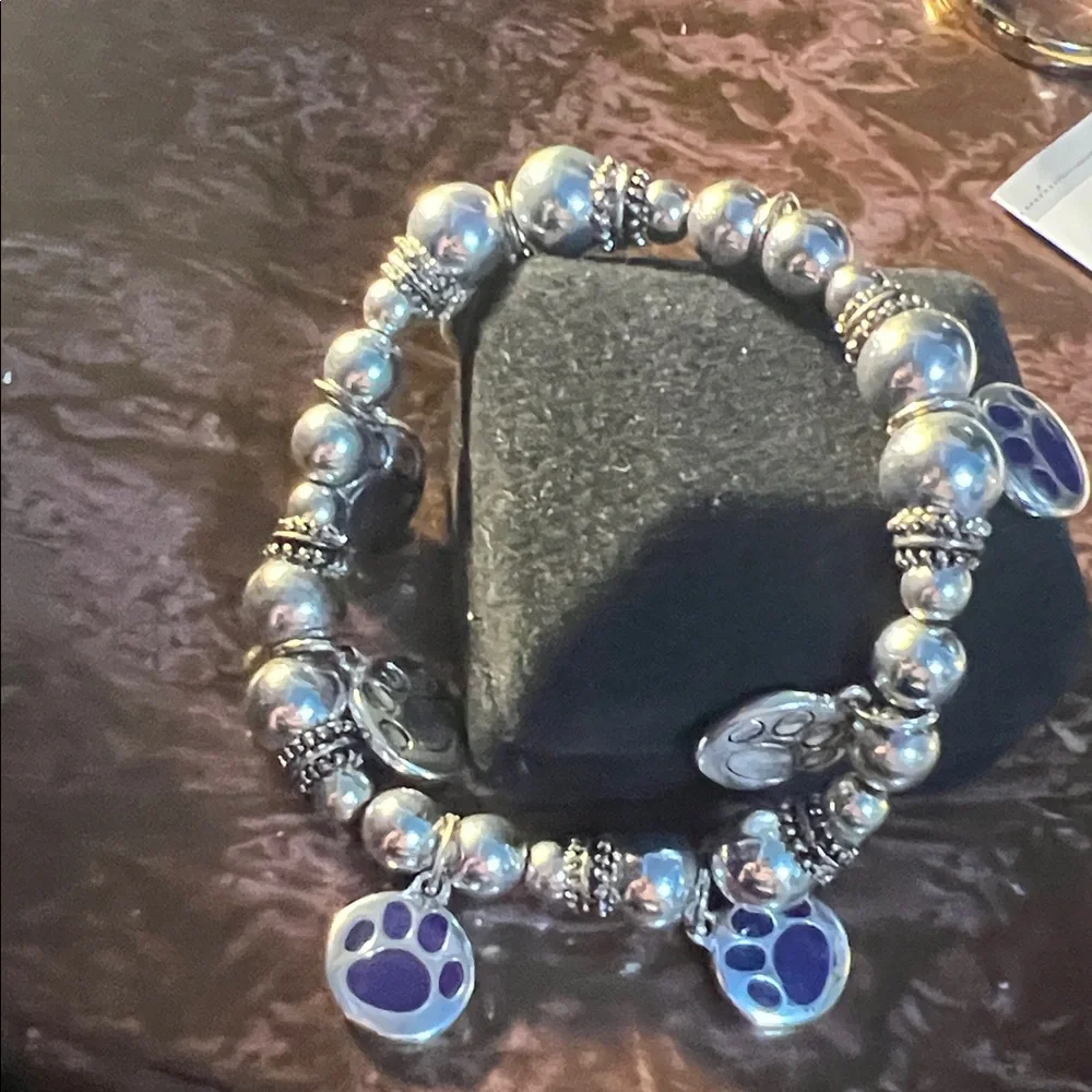 Silver Charm Bracelet with Paw Print